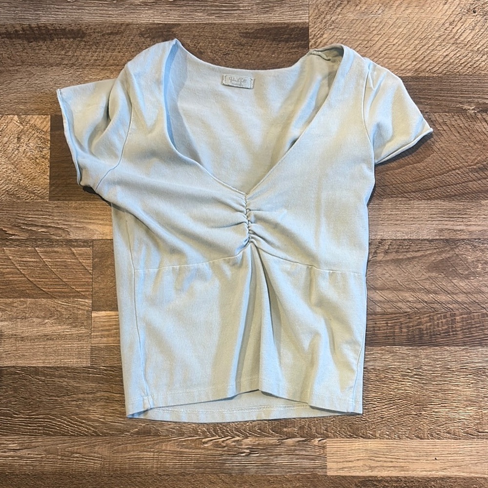 Light Blue Ruched Women's Top